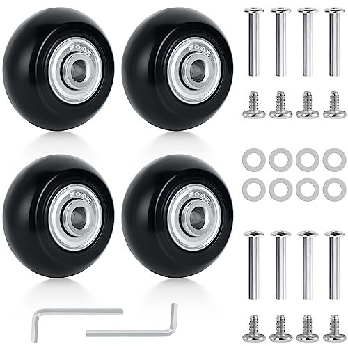 Bomoya 4 Stück Gepäck Koffer Ersatzräder 50mm x 18mm Gummi Ersatz Räder Gepäckkoffer Radreparatur Gummi-Lenkrollen Lenkrollen Kugellager Set, Schwarz