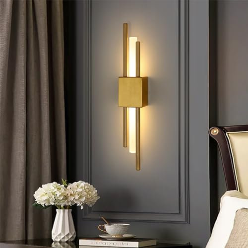 Riserva Wandleuchte LED Innen, Zylindrischer Doppel-Parallel-Wandleuchter Wandlampe Warmweiß 10W, Wandleuchte Innen Moderne für Wohnzimmer Korridor Treppen, Warmweiß 3000K, Gold