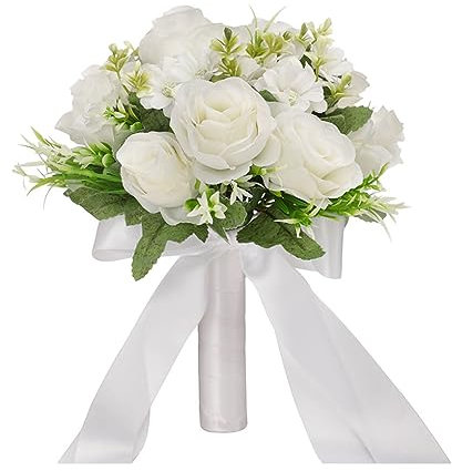 Guangcailun Eleganter und natürlicher Brautstrauß für anmutige Hochzeit, Brautstrauß, Blumen, Seiden Hochzeitsaccessoires, künstliche, Weiß