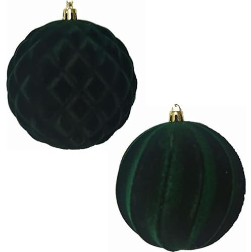 Palline velluto verde scuro palle per Albero di Natale 12 sfere cm 8 Decorazioni natalizie addobbi particolari moderne allestimento casa