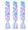 Kanekalon Meches Tresse Cheveux, Meches Pour Tresses Africaine, ShowJarlly 24Ombre Jumbo Braids Tresse 3Paquets Rainbow Colors Extension Fibre Synthétique(Blanc/rose/bleu clair/violet clair)