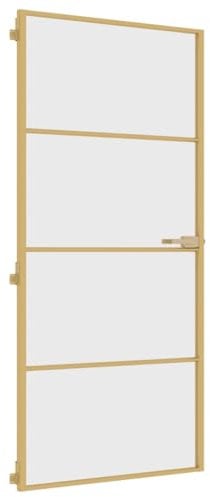 vidaXL Porte Intérieure Mince, Porte Intérieure Moderne, Porte Vitrée, Porte de Chambre, Porte de Salle de Bain Maison, Doré 93x201,5 cm Verre Trempé Aluminium