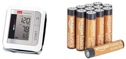 boso medistar+ – Handgelenk Blutdruckmessgerät mit Speicher für 90 Messungen & Amazon Basics Performance Batterien Alkali, AAA, 12er-Pack (Design kann von Darstellung abweichen)