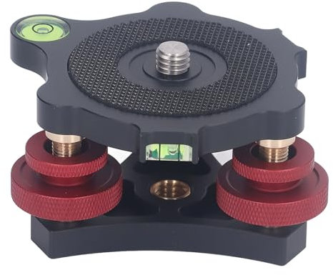 Tripod Leveling Base, Camera Leveler Bubble Level 3 Axis Tri Wheel Head, 3/8 Thread, +/-5° Adjustable Precise Angle, Aluminum Alloy Tripod Head Leveling Base