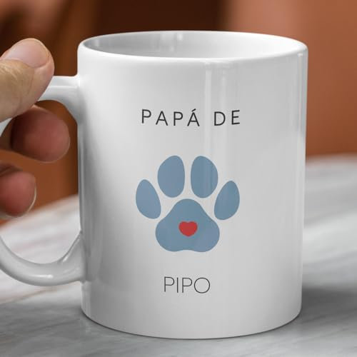 Transparent Gift Taza Personalizada Papá de Mascota. Regalo Personalizado Día del Padre. Tazas Personalizadas de Cerámica. Regalos Originales para Hombre. Regalos Personalizados para Padres Mascotas