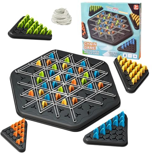 YAOZUP Chain Triangle Game, Triggle Game, Triggle Elastic Band Game, Chain Triangle Game, Classic Strategy Collectable Pegboard Game for Children, Adults, Family Party