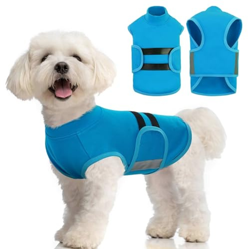 MIGOHI Dog Anxiety Relief Coat,Comfort Anxiety Vest for Dogs,Adjustable Dog Anxiety Calming Wrap for Fireworks,Thunderstorm,Travel,Separation,Anxiety Jacket for Small Dogs,XS,Blue