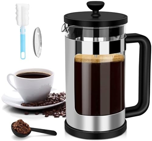 Cafetera Cafetera Grande presse à café avec 3 filtrations, verre borosilicate épais résistant à la chaleur pour les amateurs de café