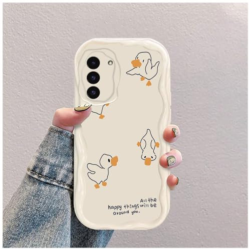 Anatra Custodia Onda Silicone Morbido Compatibile con Samsung Galaxy S22 5G Bianco Cover