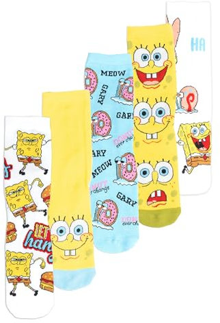 United Labels 5 Paar Spongebob Schwammkopf Socken für Herren, bunt, 40-45, Herrensocken, Männer Strümpfe
