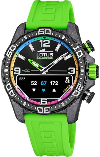 Lotus Reloj Hombre 20000/A Connected D Caja de Fibra de Carbono Negro Correa de Caucho Verde