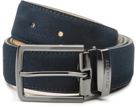 Riemen & Co DTCH.FIT Wildledergürtel Oliver Dunkelblau - verstellbare Schnalle in Rotguss - 3,5cm breit - 115cm