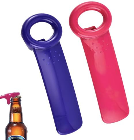 Jarkey Original Easy Jar Key Opener Ergonomic Can Lid Openers for Arthritis Hands, Seniors & Weak Grip Portable Bottle Beer Open Tool with Comfortable Handle (Rose + Purple,2Pcs)