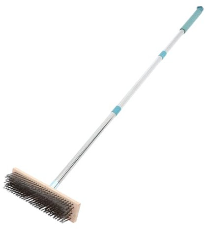 PERSELOSO Spazzola Per Pavimenti Con Setole Rigide in Acciaio Inossidabile Manico Per Pulizia Di Superfici Ruvide Terrazze e Pavimenti