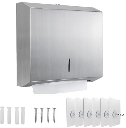 Sejrutx Paper Towel Dispenser, Stainless Steel Hand Towel Dispenser, Lockable, Has a Mirror Effect, Wall-Mounted Tissue Dispenser, for Folded Towels for 300 to 450 Paper Towels