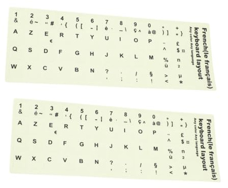 NUOBESTY 2 Pièces Autocollants Clavier Lumineux Glow in The Dark Étanches Autocollants Clavier Azerty Français pour Ordinateur Portable Et Bureau Installation Facile
