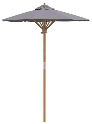 vidaXL Parasol de Jardin Gris foncé 150x210 cm en Bambou réglable résistant aux UV Pliable Tissu Portable Ombre de terrasse Grand Parasol de Repas