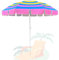 Sombrilla de Playa a Rayas 240cm con Flecos, Altura Ajustable Sombrilla de Jardín Portátil Protección UPF50+ para Picnic Camping