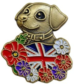 Anstecknadel mit Mohnblumen-Motiv, Tier, Hund, Haustier, Lest We Forget Remembrance Day Dekoration, Veteranengeschenk, Erinnerungsstücke