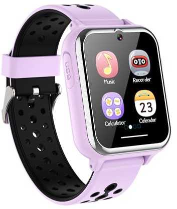 Tzzulsx Orologio intelligente per bambini viola per ragazzi e ragazze con giochi, fotocamera