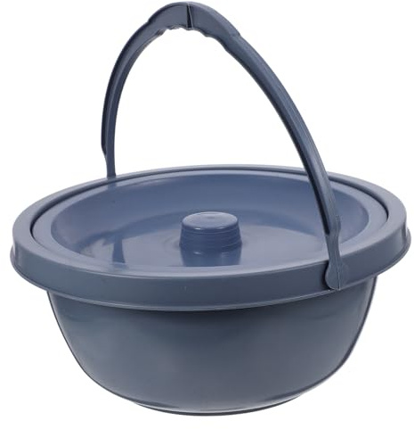 Pot de Chambre Portable avec Couvercle, Poignée, PP Gris Foncé | Étanche, Anti-Fuite, Usage Nuit, Maison et Hôpital, pour Adultes et Garçon et Filles, Robuste