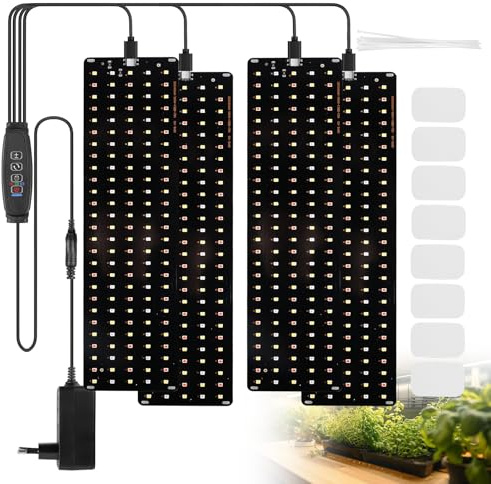 Pflanzenlampe LED Vollspektrum Pflanzenlicht,4 Panels,540LEDs Pflanzenleuchte Wachsen licht,Grow Light mit Timer 3/9/12H,3 Farbmodi,10 Helligkeitsstufen,Grow Lampe Panel für Pflanzenwachstum (Schwarz)