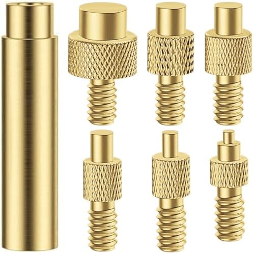 NISENTIA 7PCS Threaded Inserts for Plastic, M2 M3 M4 M5 M6 M8 Heat Set Threaded Inserts with Soldering Tip & Adapter, Metric Brass Knurled Nuts for Plastic and 3D Printing Components