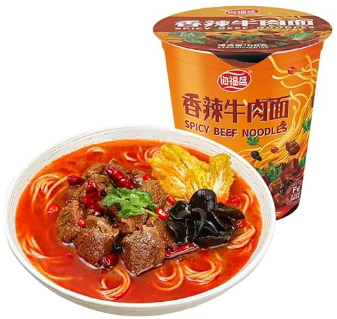 Instant Noodles Without Cooking, 9 Flavors of Ramen, Healthy Non-fried Pasta, Fast Food, Breakfast and Late-night Snack Main Food, Healthy Non-fried Pasta, Chinese Food (Spicy ramen,6 cups)