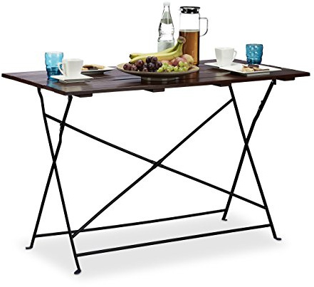 Relaxdays Gartentisch klappbar aus Massivholz, flacher Garten-Esstisch für 4 Personen, groß HxBxT: 75x120x60 cm, braun