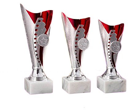 RaRu 3er-Serie Pokale (Silber/rot) mit Wunschgravur (Schützen)