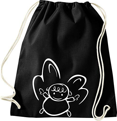 Shirtinstyle Gym Sack Turnbeutel Engel FEE Prinzessin, Farbe Schwarz