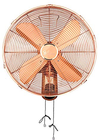 Fans Ventilador de Pared de 16 Pulgadas, hogar, Oficina, Restaurante Ventilador silencioso, Ventiladores Industrial Vintage, Cuchilla de Metal, Cobre Rojo