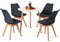 H.J WeDoo Esstisch mit 4 Stühlen Rund Esstisch Retro Design Küchentisch Stuhl für Wohnzimmer Esszimmer Wohnzimmer Büro, Schwarz