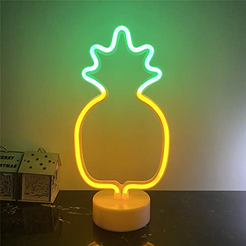 ENUOLI Ananas Neonlicht LED Leuchtreklame Leuchtreklame mit Sockel USB/Batterien Power Neon Nachtlicht für Kinderzimmer Dekor Grün/Warmweiß Leuchtreklame für Weihnachtsfeier Hochzeitsbar…