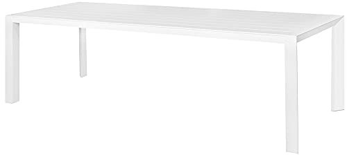 LOLAhome Mesa de jardín para Comedor IO de Cristal Templado y Aluminio Blanca de 280x100x75 cm -