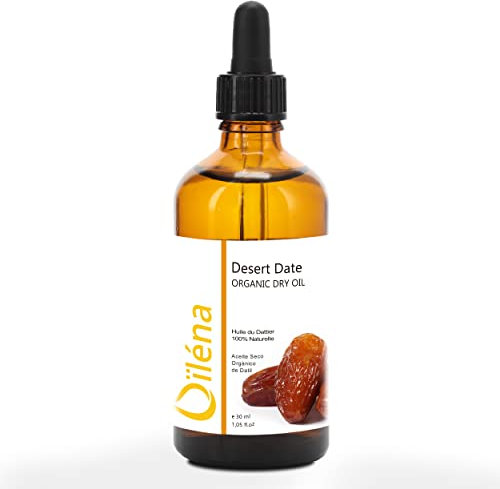 Oïléna - Huile Sèche Bio Dattier du Désert 100% Pure | Anti-âge | Peau Mixte | Soin Cheveux Secs et Abîmés | Riche en Acides Gras Essentiels, 30 ml
