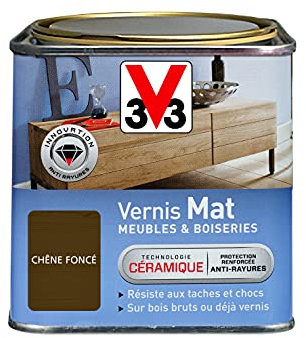 V33 Vernis intérieur Mat meubles & boiseries, Chêne foncé 0,5L