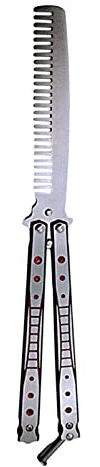 Peine fino Peine Peine Pliegue Plegable Peine Plegable De Acero Inoxidable Cepillo De Barba Entrenamiento De La Deriva CUCHILLO DE MARIPOSA DE MARIPOSA Peinado Herramientas De Peluquería De Salón Pein