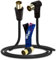 1STec 1.5m Right Angled Coax to Straight Male Connectors + Coupler 75ohm TV Aerial Fly Lead (1.5 Metre, Black)