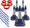 Set of 5 ​Traffic Cones, Plastic Security Cone Chain Barrier ​and​ Links - ​For​ Road ​and Driveway Safety - ​Use for​ No Parking ​or​ Entry - Red, White ​and​ Reflective​ Design (Blue)