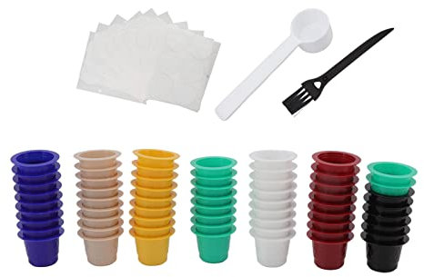 Capsules de Café Jetables, 60 Capsules Remplissables Dosettes avec 10 Couvercles en Aluminium Scellés, Cuillère et Brosse Capsules de Café en Plastique Tasse Dosettes de Café