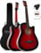 Rocktile WSD-5C-RDB Slim Line Westerngitarren Set - Dreadnought Akustik Gitarre - Westerngitarre mit Korpus aus Linde - Hals: Catalpa - Set inkl. Tasche, Ersatzsaiten, Gurt und Plektren - Redburst