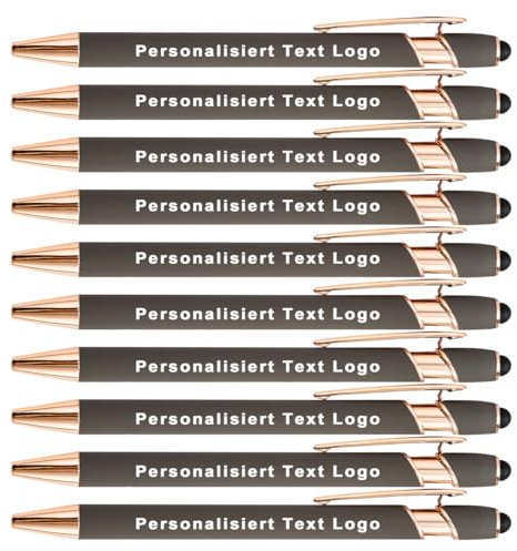HEYZARDA Kugelschreiber mit Gravur Namen Text Logo für Büro Schule Business Stift 20 Pc grau