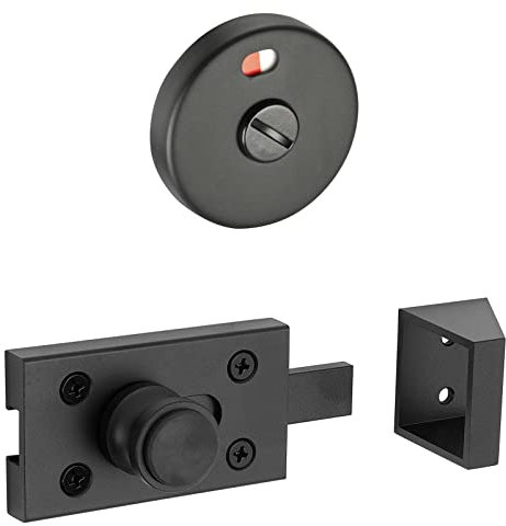 Matte Black Aluminium Cubicle Door Lock with Buffer Indicator Release and Keep for Toilet Cubicles