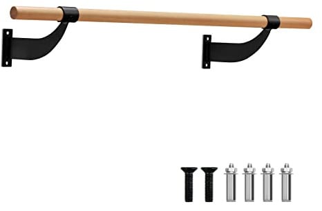 COSTWAY Barra de Ballet de Pared, Barra de Baile Individual de 120 cm, Altura Fija para Yoga, Estiramiento, Entrenamiento,Hogar, Gimnasio, Estudio, Niños y Adultos (Negro)