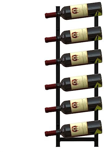 TANGZON Wall Mounted Wine Rack, 6/9/12 Bottles Metal Wine Storage Holder, Drinks Display Shelves Organizer for Home Bar Kitchen Living Dining Room, Black (6 bottles, 22 x 13.5 x 73cm)