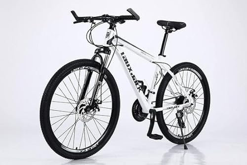 Alessia Cara Lauxjack Bicicletta, 28 pollici, mountain bike 21 marce, telaio della bicicletta in carbonio laccato, forcella ammortizzata MTB, colore: bianco