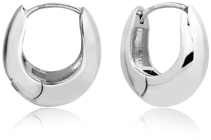 ASH'S CHOICE Silver Chunky Hoop Earrings - Sterling Silver 925 Small Cartilage Huggie Hoops, Elegant Cute Lightweight