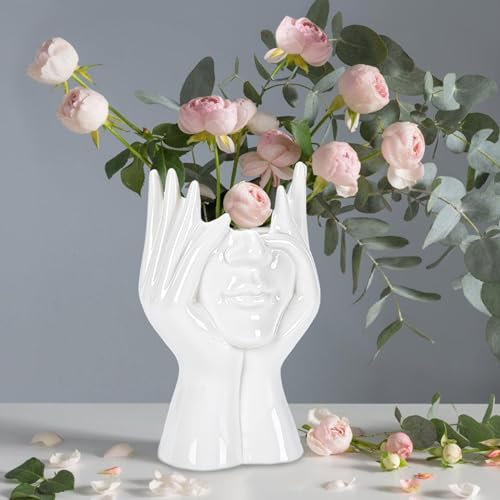 VAYALT Vaso a forma di fiore, in ceramica, decorazione per il corpo, vaso in ceramica, forma femminile, ideale per il soggiorno, il matrimonio, la cucina, l'ufficio, vaso