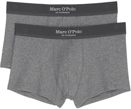 Marc O'Polo 2er Pack Herren Boxershorts Trunks Iconic Rib Organic Cotton Stretch, Farbe:Grau, Größe:M, Artikel:-946 Nordic Grey Melange